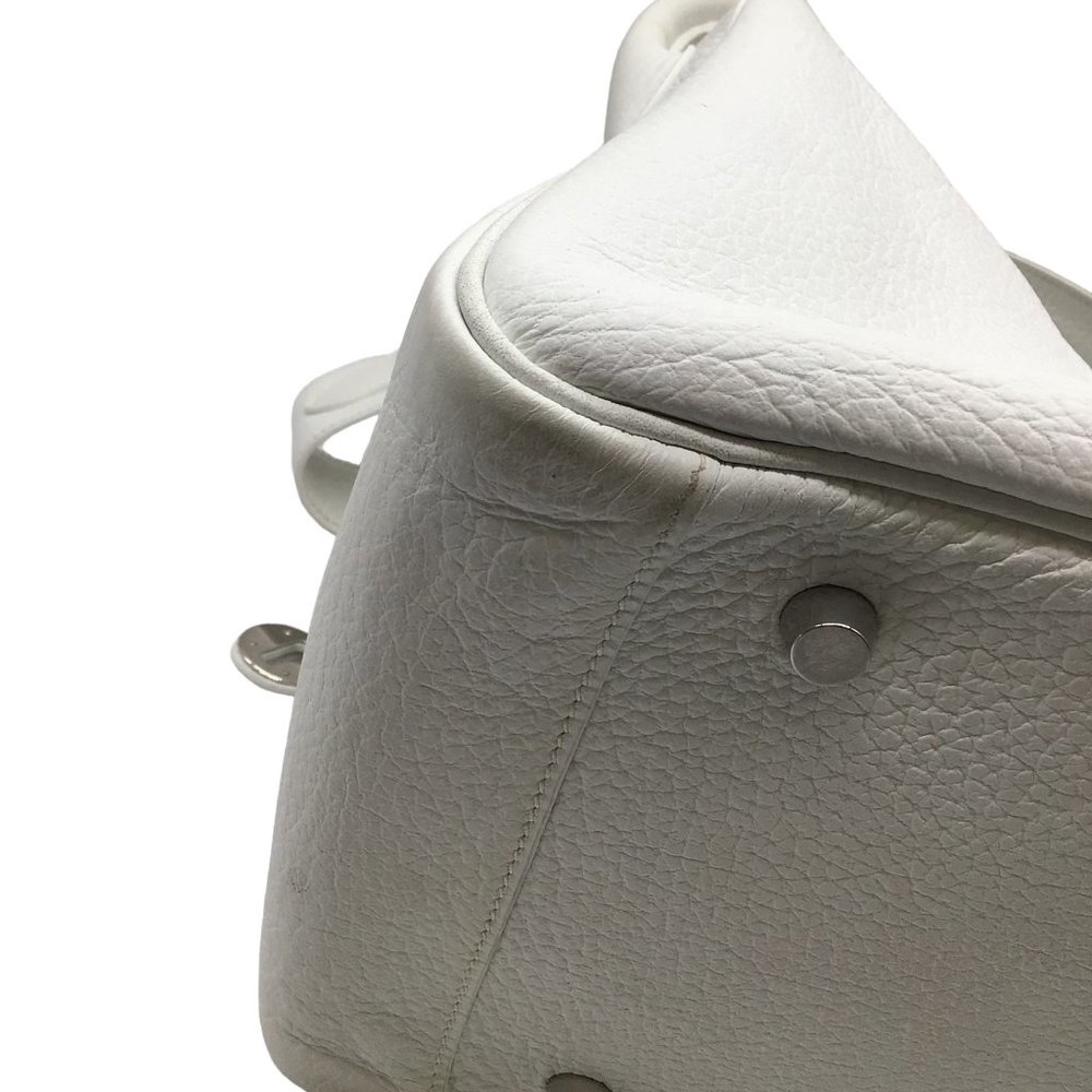 HERMES WHITE 2007 TOGO LEATHER LINDY HANDBAG - Picture 7 of 12